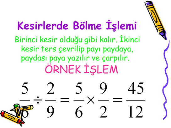 Kesirlerde Bölme İşlemi ve Alıştırmaları